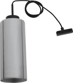 Lampa wisząca Art Deco czarna z przydymionym szkłem do systemu szynowego 1-fazowego - Iconic Laura