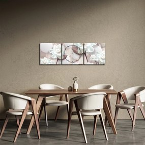 Obraz - Kwiat róży (z zegarem) (90x30 cm)