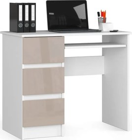 Minimalistyczne biurko z półkami białe + cappuccino połysk Z3-W87