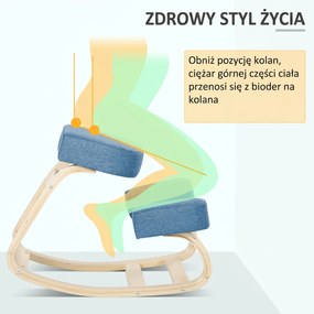 Vinsetto Krzesło klęcznik, ergonomiczny taboret do siedzenia, tapicerowany stołek dla zdrowej postawy, drewno brzozowe, wytrzymałość do 120 kg, niebieski | Aosom PL