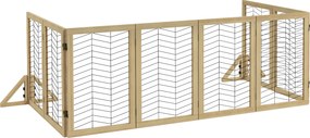 PawHut Brama dla psa, ochraniacz schodowy, panelowana, z drewna sosnowego, 375 cm x 44 cm x 70 cm, Naturalne