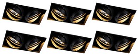 Zestaw 6 wpuszczanych reflektorów czarnych GU10 AR111 bez obramowania 2-światłowe - Oneon