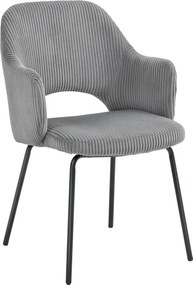 HOMCOM Krzesło do jadalni, pokrycie aksamitne, kształt muszli, nogi metalowe, podkładki pod stopy, szare