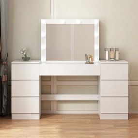 Toaletka z lustrem z szufladami biała do makijażu glamour nowoczesna loft