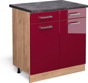 Szafka dolna do kuchni czerwony połysk 80x60x81.6 r-line