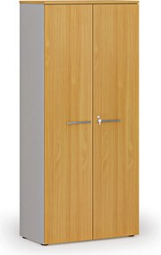 Szafa biurowa z drzwiami PRIMO GRAY, 800 x 420 x 1781 mm, szary/buk