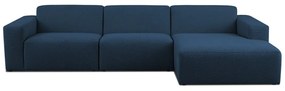 Ciemnoniebieski narożnik z materiału bouclé (prawostronny) Roxy – Scandic