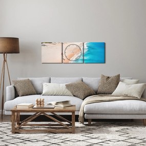 Obraz - Bieg na plaży (z zegarem) (90x30 cm)