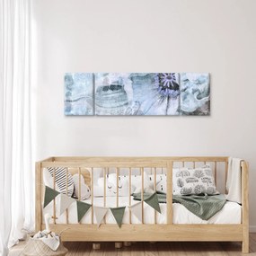 Obraz - Kwiatowy fresk na ceglanej ścianie (170x50 cm)