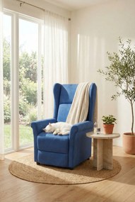 Granatowy rozkładany fotel uszak wypoczynkowy E6-S82