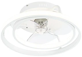 Biały Wentylator sufitowy z lampą z wbudowanym LED-em i pilotem - KeesDesignerski Oswietlenie wewnetrzne