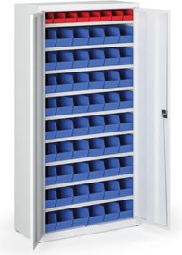 Szafa z plastikowymi pojemnikami BASIC - 1800 x 400 x 920 mm, 8x A, 54x B. szary