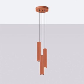 Lampa wisząca KARBON 3P ochra czerwona ryflowana SOLLUX  LIGHTING