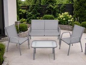 Zestaw mebli ogrodowych Boston 025 - sofa 2-osobowa, 2 fotele, stolik, kolor szary