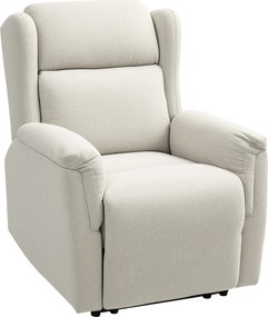 Fotel Relaksacyjny HOMCOM, Regulowany, z Podnóżkiem, 160° Odchylanie, Wygląd Lniany, Szybki Montaż, Kolor Beżowy