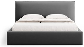 Ciemnoszare tapicerowane łóżko dwuosobowe ze schowkiem i stelażem 160x200 cm Elio – Milo Casa