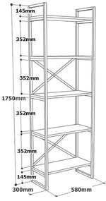 Czarny regał w dekorze sosny 58x175 cm Nicol – Kalune Design