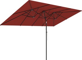 Outsunny Duży parasol przeciwsłoneczny, regulowana wysokość, nachylany, 150x295x170-214 cm, bordowy | Aosom PL