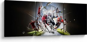 Obraz - Sportowcy (z zegarem) (90x30 cm)