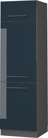 Szafka na lodówkę ciemnoniebieski wysoki połysk 60x58.1x206.8 fame-line