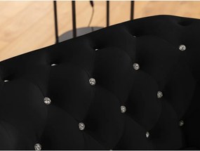 Czarny aksamitny rozkładany narożnik (lewostronny/w kształcie litery L) York Blik – Ropez