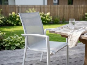 Krzesło ogrodowe aluminiowe białe 56x65x88cm komfortowe wytrzymałe tarasowe