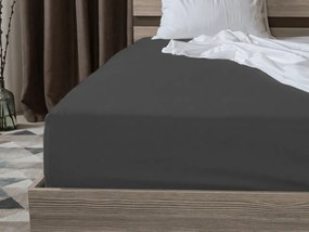 PrzytulneMieszkanie.pl Prześcieradło jersey z lycrą ciemnoszare 180 x 200 cm