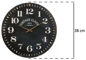 Zegar na ścianę drewniany, zegar ścienny z czytelnymi cyframi, Ø 38 cm