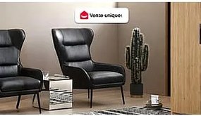 Fotel z bawolej skóry czarny – DINNIA