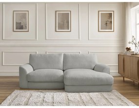 Jasnoszary narożnik z materiału bouclé (prawostronny/z szezlongiem) Leonore – Bobochic Paris