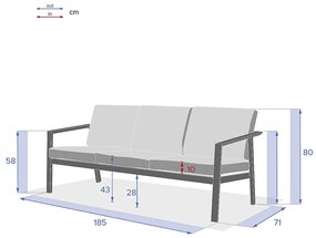 Zestaw aluminiowy dla 5 osób NOVARA (biały)