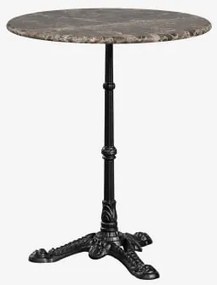 Okrągły Stolik Barowy Ø60cm Z Naturalnego Kamienia Azteca Brązowy Marmur Emperador - Czarny - Sklum