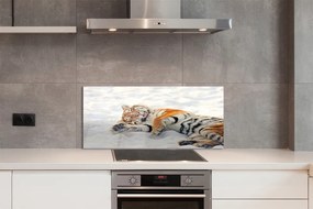 Szklany Panel Zimowy Portret Tygrysa
