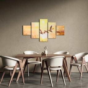 Obraz - Żurawie o zachodzie słońca (125x70 cm)