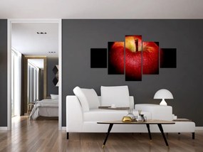 Obraz jabłka na czarnym tle (125x70 cm)