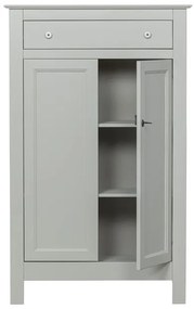 Jasnoszara wysoka komoda z litego drewna sosnowego z zamkiem 93x150 cm Eva – WOOOD