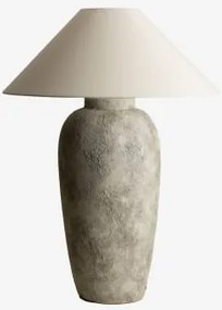 Lampa Stołowa Z Lnu I Włókna Szklanego Selivan Jasnoszary Taupe - Sklum