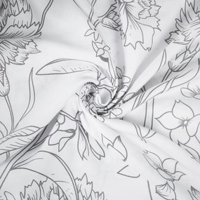 Pościel satynowa Matex Szare kwiaty, 140 x 200 cm,70 x 90 cm