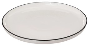 Talerze obiadowe porcelanowe ALIX, czarna obwódka, 6 sztuk x Ø 27 cm