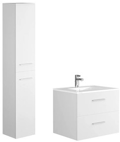 Szafka łazienkowa wisząca z umywalką i słupkiem - Biały - 60 cm - KAYLA