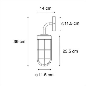 Zewnetrzna Kinkiet / Lampa scienna wiejski czarny ze szkłem - Elza Rustykalny / Vintage Oswietlenie zewnetrzne