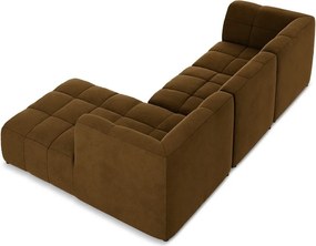 Musztardowy aksamitny narożnik (prawostronny/z szezlongiem) Aloha – Makamii