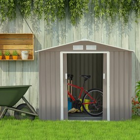 Outsunny szopa na narzędzia z fundamentem metalowy domek ogrodowy żółty 213x130x185 cm praktyczne przechowywanie narzędzi | Aosom PL