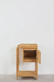 Zestaw Mebli Łazienkowych Z Drewna Tekowego Bradley Okrągły Ceramiczny Biały Ø40 Cm Lenka & Czarny Matowy Zlewozmywak Wpuszczany Z Zaworem Spustowym B