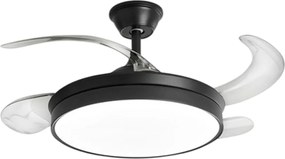 Wentylator sufitowy Perenz 7165 B CT czarny z oświetleniem – Ø 106 cm, 4 chowane łopatki, 6 prędkości, silnik prądu stałego 30 W, cichy