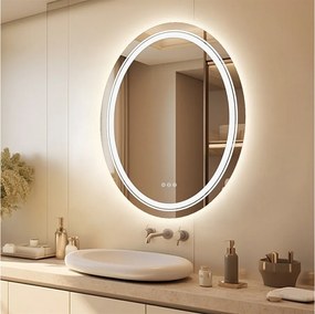 Lustro łazienkowe owalne LED 60x80cm z oświetleniem antyparowym lustro ścienne 60x80cm