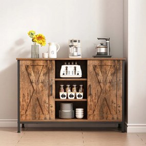 Komoda z szufladami i otwartymi półkami 100x70x35 cm – Vintage brązowa, styl rustykalny