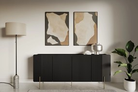 Komoda Malmi 200 cm - czarny mat / złote nóżki