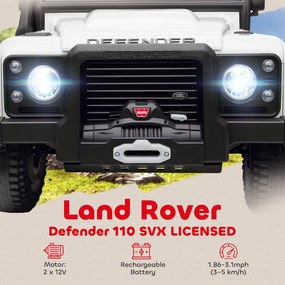 AIYAPLAY Elektryczny samochód dziecięcy, zasilany akumulatorem 12V, z pilotem, funkcją muzyczną, klaksonem, światłami LED, Biały