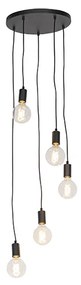 Nowoczesna lampa wisząca czarna 35 cm 5-światłowa - Facil Nowoczesny Oswietlenie wewnetrzne
